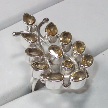 Butterfly design pure silver yellow Citrine gemstone ring